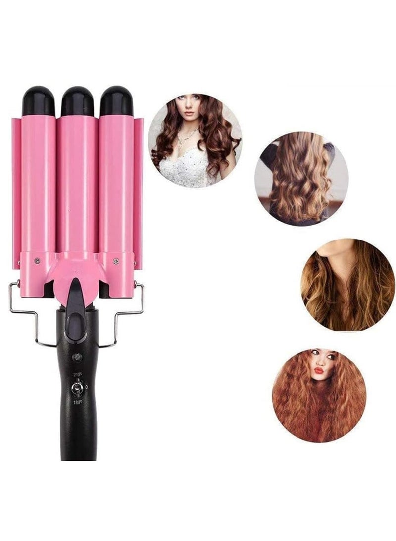 ELTRAZONE Professional Hair Curler 3 barrel curling iron hair waver 3 barrel Ceramic Triple Barrel Curling Iron 25mm Curling Wand Hair Waver - Image 4