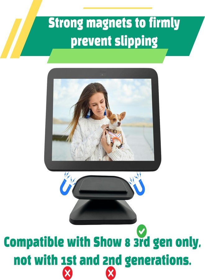 Sintron Adjustable Magnetic Stand Mount for Shᴏw 8 3rd gen, Smart Display Stand Holder with 360 Degree Rotation, Swivel & Tilt Function, Anti-Slip Base - Black Compatible with iPhone 12 & newer models - Image 2