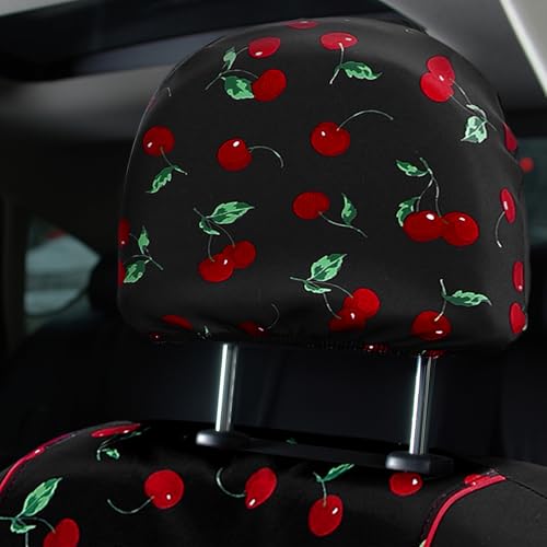 DaisyInner Red Cherry Car Seat Covers Full Set with Matching Headrest Covers Front and Rear Split Bench Fits for Most Cars, Van, Trucks, SUV - Image 5