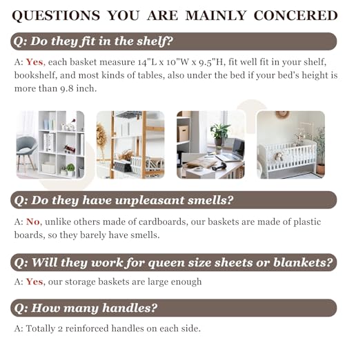 Criusia 4 Pack Large Closet Storage Baskets Bins for Shelves | Fabric Closet Organizers and Storage with Handles Home Organization | Decorative Collapsible Baskets for Organizing Clothes Toy Nursery 14"x10" - Image 3