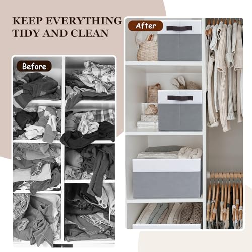 Criusia 4 Pack Large Closet Storage Baskets Bins for Shelves | Fabric Closet Organizers and Storage with Handles Home Organization | Decorative Collapsible Baskets for Organizing Clothes Toy Nursery 14"x10" - Image 5