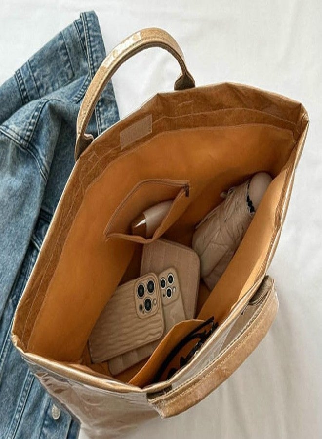 Caistre Women's PVC Tote Handbags Shoulder Bag Winter Fall Fashion Kraft Paper Tote Bag Y2K Large Shopping Hobo Bag - Image 3