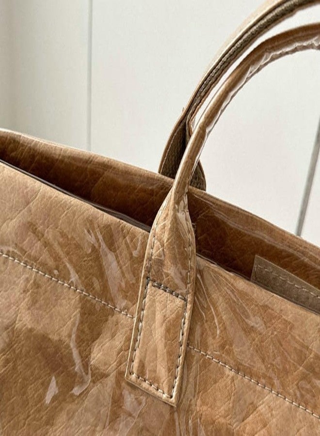 Caistre Women's PVC Tote Handbags Shoulder Bag Winter Fall Fashion Kraft Paper Tote Bag Y2K Large Shopping Hobo Bag - Image 5