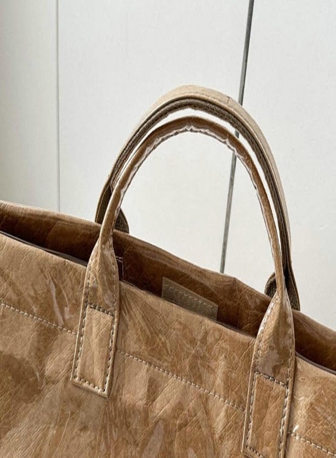 Caistre Women's PVC Tote Handbags Shoulder Bag Winter Fall Fashion Kraft Paper Tote Bag Y2K Large Shopping Hobo Bag - Image 4