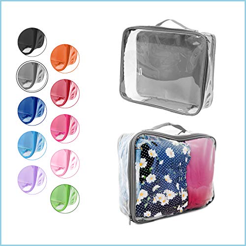 EzPacking Medium Clear Travel Packing Cube/See-Through Clothes Organizer for Carry on & Checked Suitcase, RV or Camping/Transparent Storage Cell/Doll Storage/Game Day Stadium Approved (Gray) - Image 2