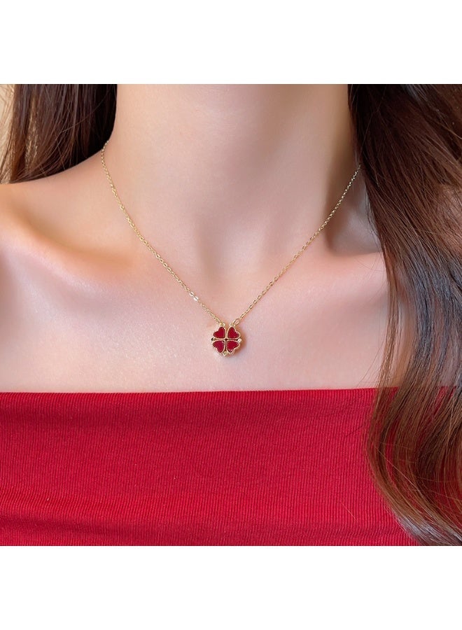 spa luxetique Goldtone Four Red Heart Charm Dainty Necklace - Image 2