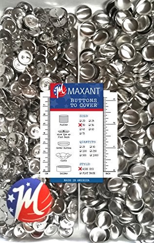 M MAXANT 100 Buttons to Cover - Made in USA - Self Cover Buttons with Wire Eyes Size 30 with Tool - Image 2