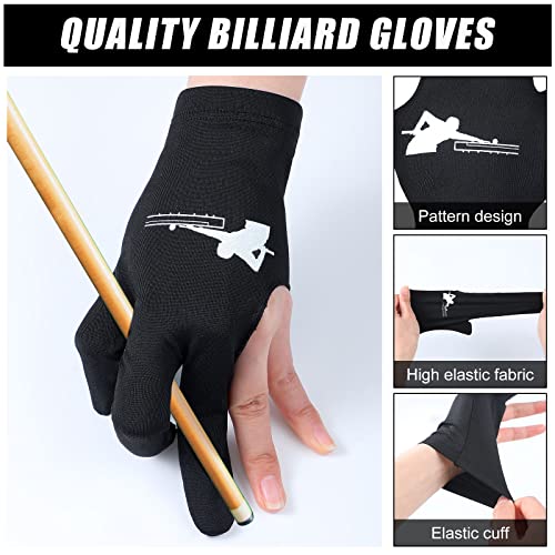 Giegxin 20 Pcs Billiard Pool Gloves Three Fingers Billiard Shooters Gloves Left and Right Hand Universal Cue Sports Accessories for Women Men(Black) - Image 3