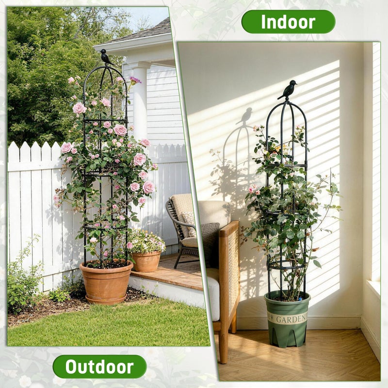 Anothera 6ft Garden Obelisk Trellis for Climbing Plants-Rustproof Metal Pipe with Heavy Duty Plastic Coated, Garden Outdoor Indoor Potted Plant Support for Clematis Vine Jasmine Support ï¼ˆBlackï¼‰ - Image 5