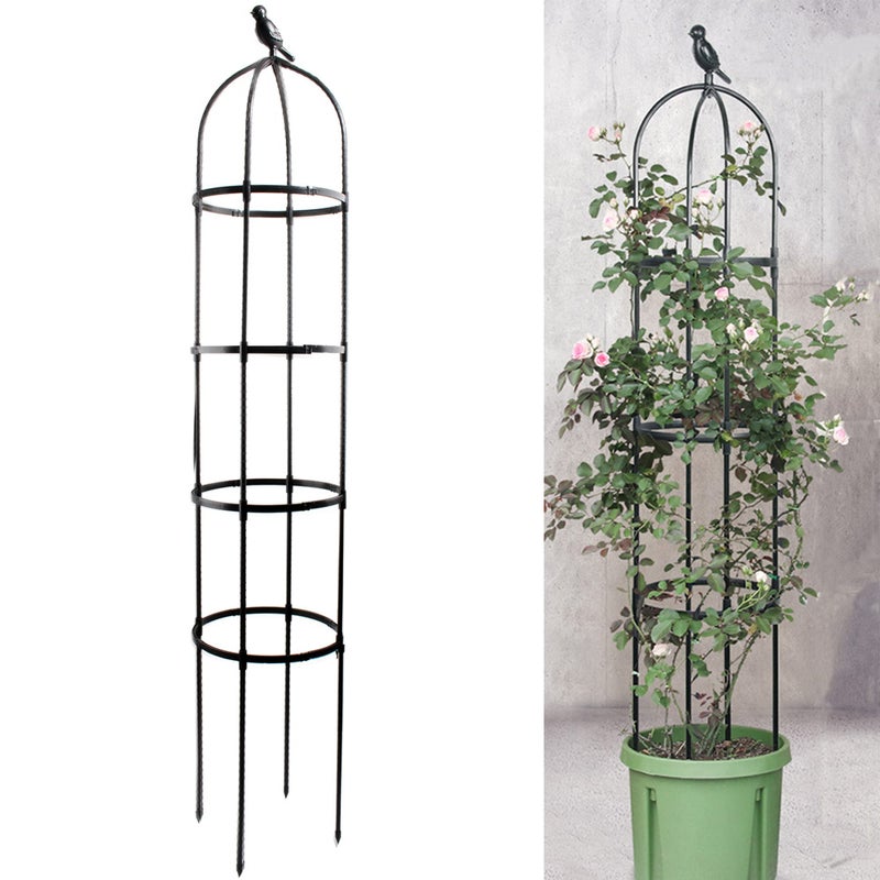 Anothera 6ft Garden Obelisk Trellis for Climbing Plants-Rustproof Metal Pipe with Heavy Duty Plastic Coated, Garden Outdoor Indoor Potted Plant Support for Clematis Vine Jasmine Support ï¼ˆBlackï¼‰ - Image 1