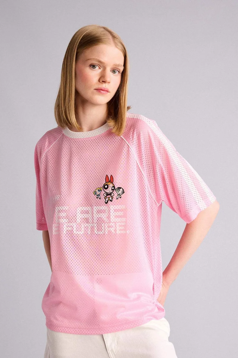 ديفاكتو PowerPuff Girls Licensed Oversize Fit Crew Neck Short Sleeve T-Shirt