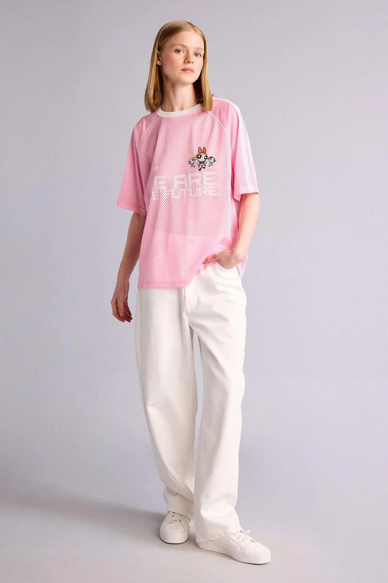 ديفاكتو PowerPuff Girls Licensed Oversize Fit Crew Neck Short Sleeve T-Shirt