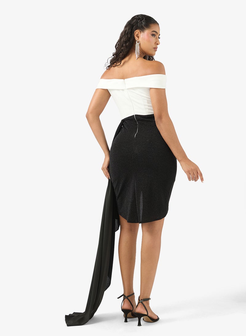 رينيه فستان لامع بلونين بدون أكتاف - Image 2