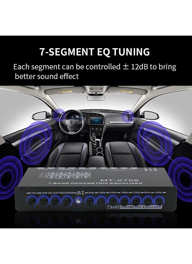 Generic - Professional 7 Band Car Equalizer Multifunctional Car Audio EQ Tuning Crossover Amplifier Parametric Equalizer Car Audio Equalizer - Image 1