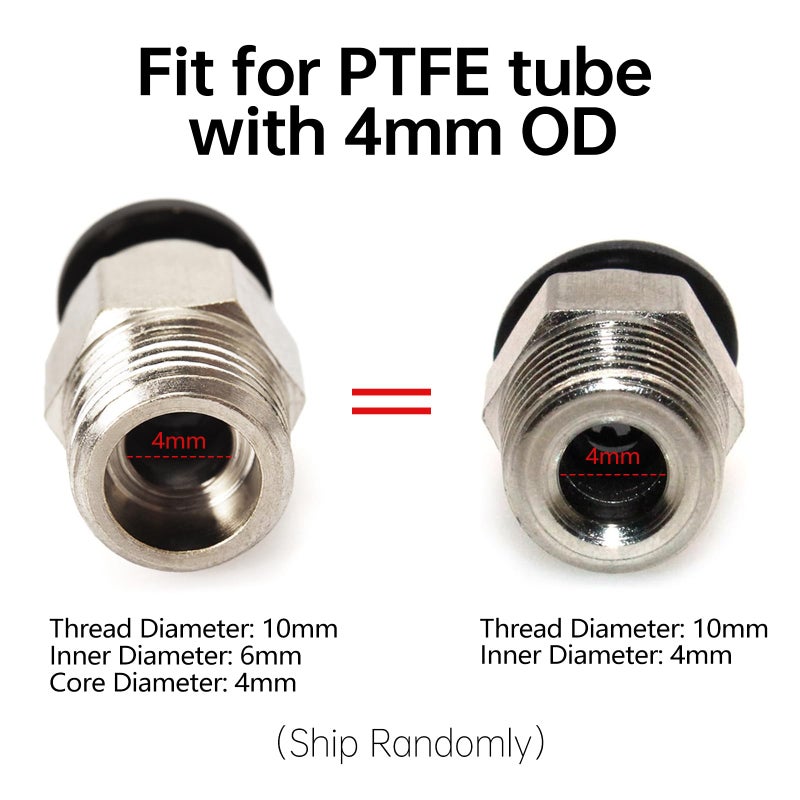 BIQU PC4-M10 Pneumatic Connector Fittings Bowden Tube Coupler Male Straight PTFE Tube Push for E3D-V6 Bowden Extruder Compatible with Ender-3 Ender-3 V2 3D Printers (Pack of 10pcs) - Image 2
