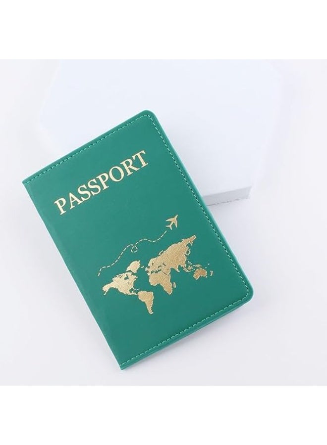 my souq store :Premium PU Leather Passport Holder with Airplane & Map Pattern - Green - Image 1