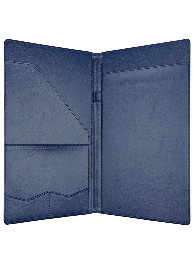 MOWPOG Professional Padfolio Portfolio Binder, Faux Leather Interview Resume Folder, Letter Size A4 Legal Writing Pad Holder, Document Organizer for Business School Office Conference (Blue) - Image 2
