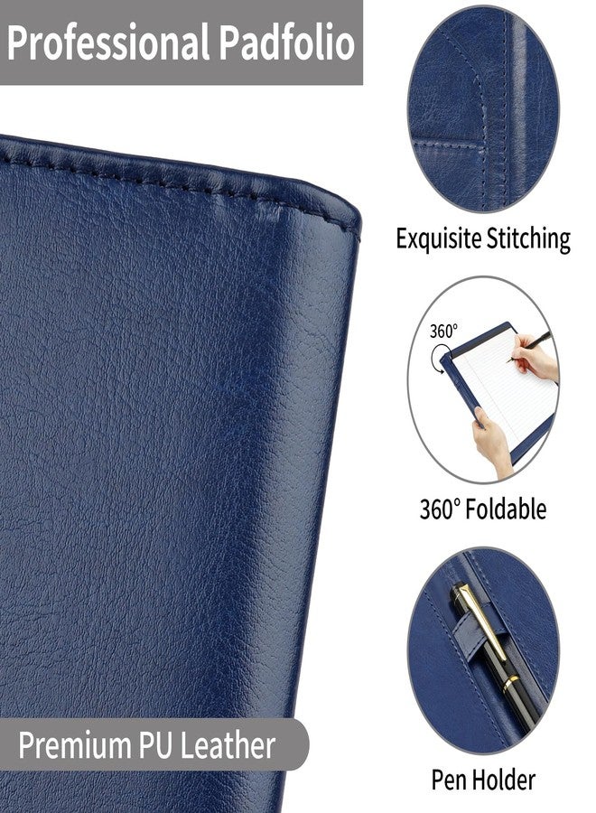 MOWPOG Professional Padfolio Portfolio Binder, Faux Leather Interview Resume Folder, Letter Size A4 Legal Writing Pad Holder, Document Organizer for Business School Office Conference (Blue) - Image 5