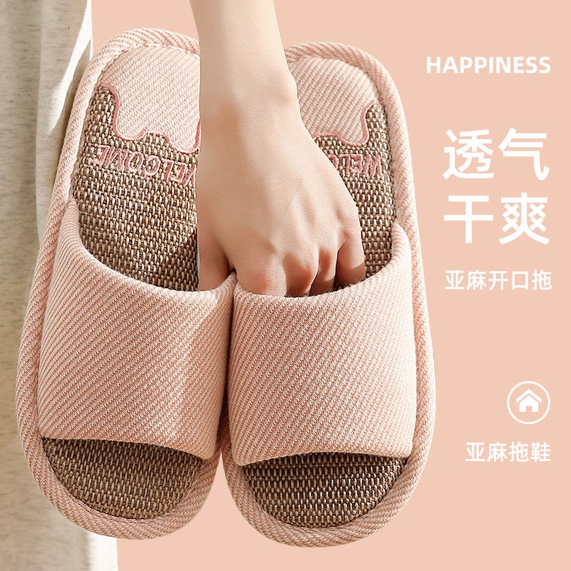 Large Size Linen Slippers for Men's Home Spring & Fall Seasons Cotton and Linen Home Household Silent Indoor Fabric Slippers for Women - Image 3