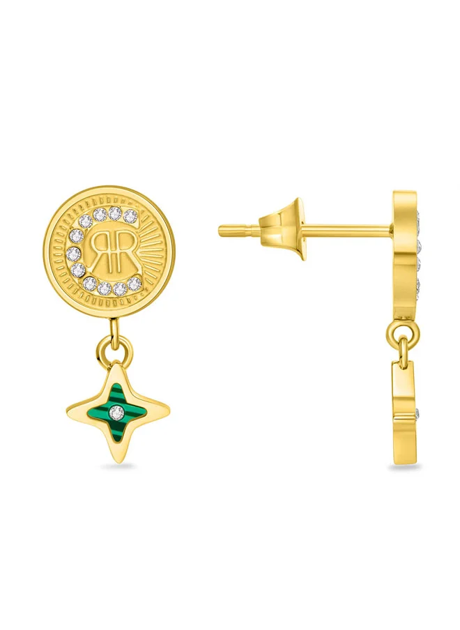 شيروتي 1881 Sole Luna Rose Gold Malachite Crystal Earrings