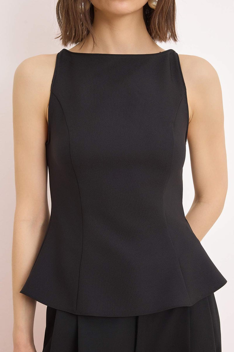 trendyol Black Back Bow Detailed Peplum Woven Blouse Tprss26Bz00045 - Image 3