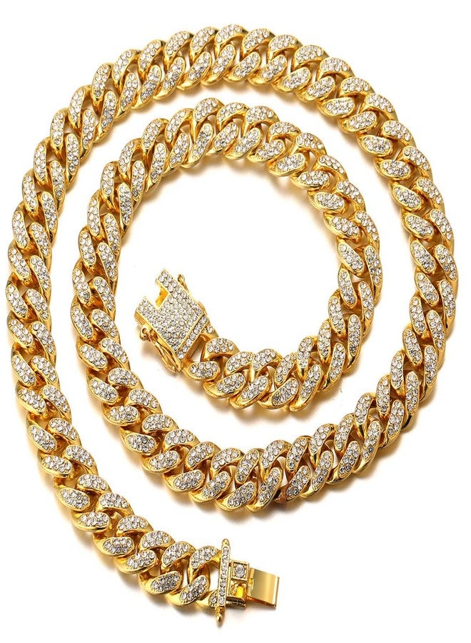 Halukakah Gold Chains for Boys - TYCOON JUNIOR - Kid's 14MM Diamond Cuban Link Chain,18k Real Gold Plated Necklace 14",Prong Set Lab Diamonds,Fits Ages 8-16 Y/O. Comes with Giftbox - Image 1