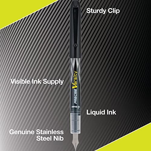 Pilot, Precise Varsity Pre-Filled Fountain Pens, Medium Point 1 MM Stainless Steel Nib, Purple, 12-Pack - Image 2