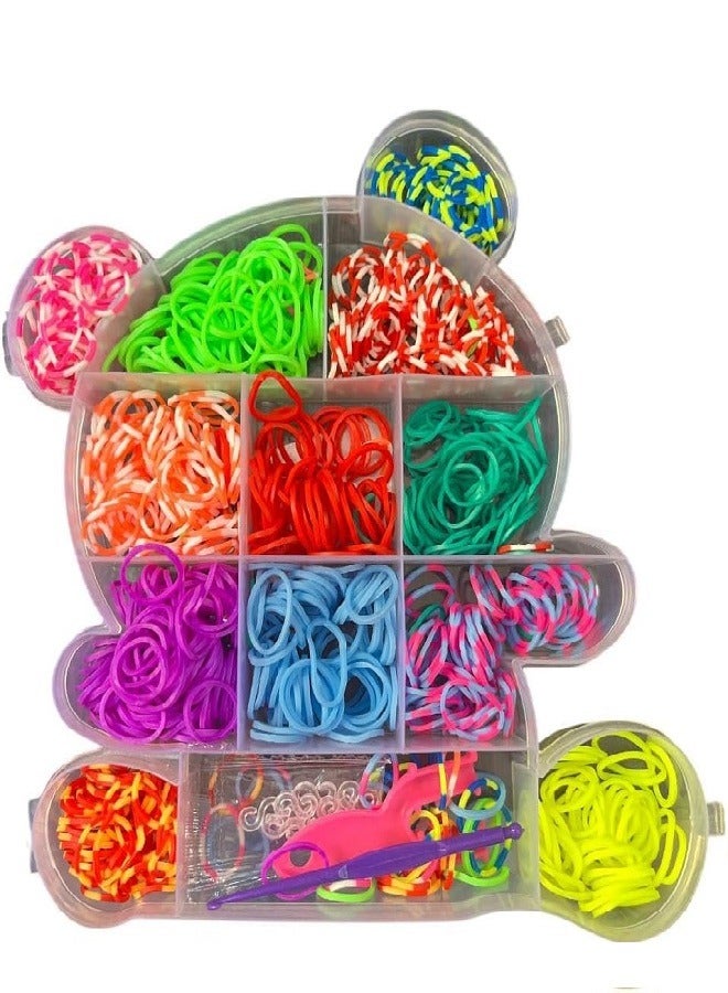 Round Handicraft Loom Elasticated Bracelets Set 12 Colorful Bracelets with Panda Pouch - Image 1