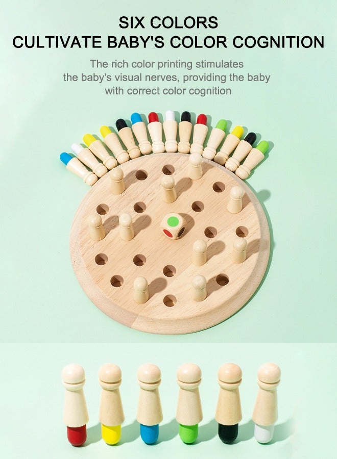 شطرنج الذاكرة الملون الخشبي للتعليم المبكر - لعبة ممتعة تفاعلية للتركيز والانتباه بين الوالدين والطفل - لعبة تعليمية وتنمية الدماغ للأطفال - Image 3