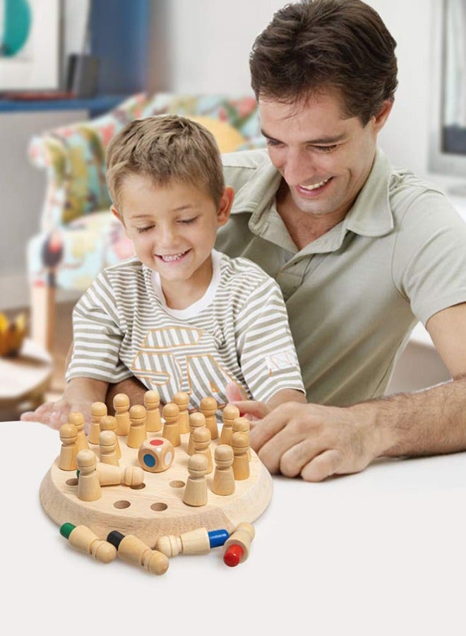 شطرنج الذاكرة الملون الخشبي للتعليم المبكر - لعبة ممتعة تفاعلية للتركيز والانتباه بين الوالدين والطفل - لعبة تعليمية وتنمية الدماغ للأطفال - Image 5