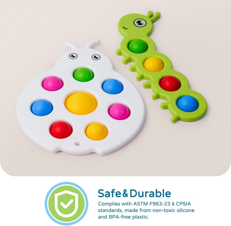 LiKee Fidget Popper Sensory Baby Toys for 10+ Months, Christmas Stocking Stuffers Push and Popping Busy Board, Montessori Toys for 1+ Years Old, Airplane Car Travel Toy for Toddlers 1-3 Stress Relief - Image 2