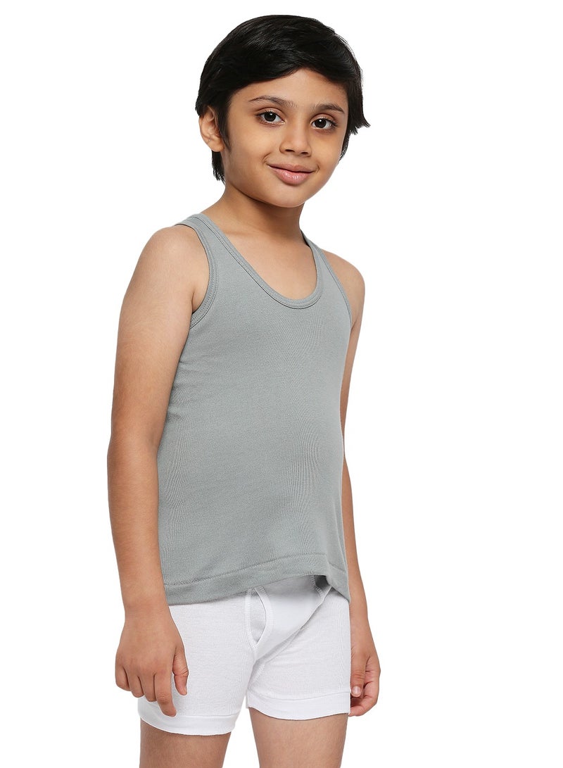 BYC BOY'S COTTON VEST (PACK OF 3) - DARK GREY  - Image 5