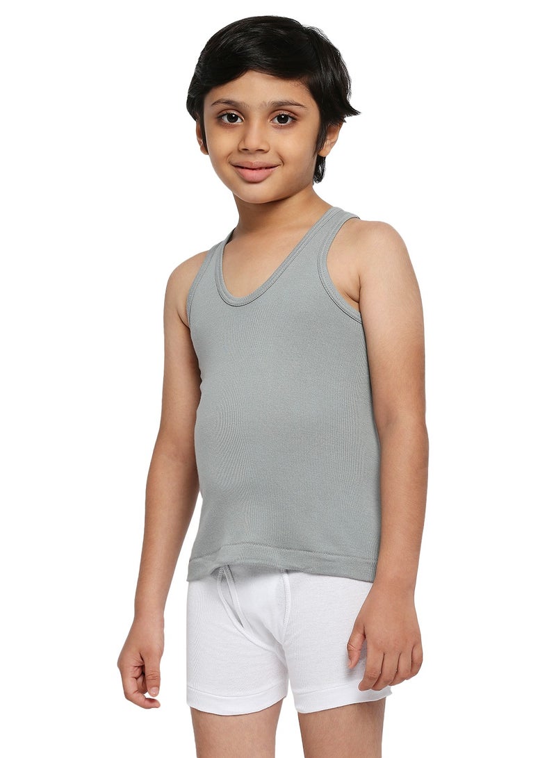 BYC BOY'S COTTON VEST (PACK OF 3) - DARK GREY  - Image 4