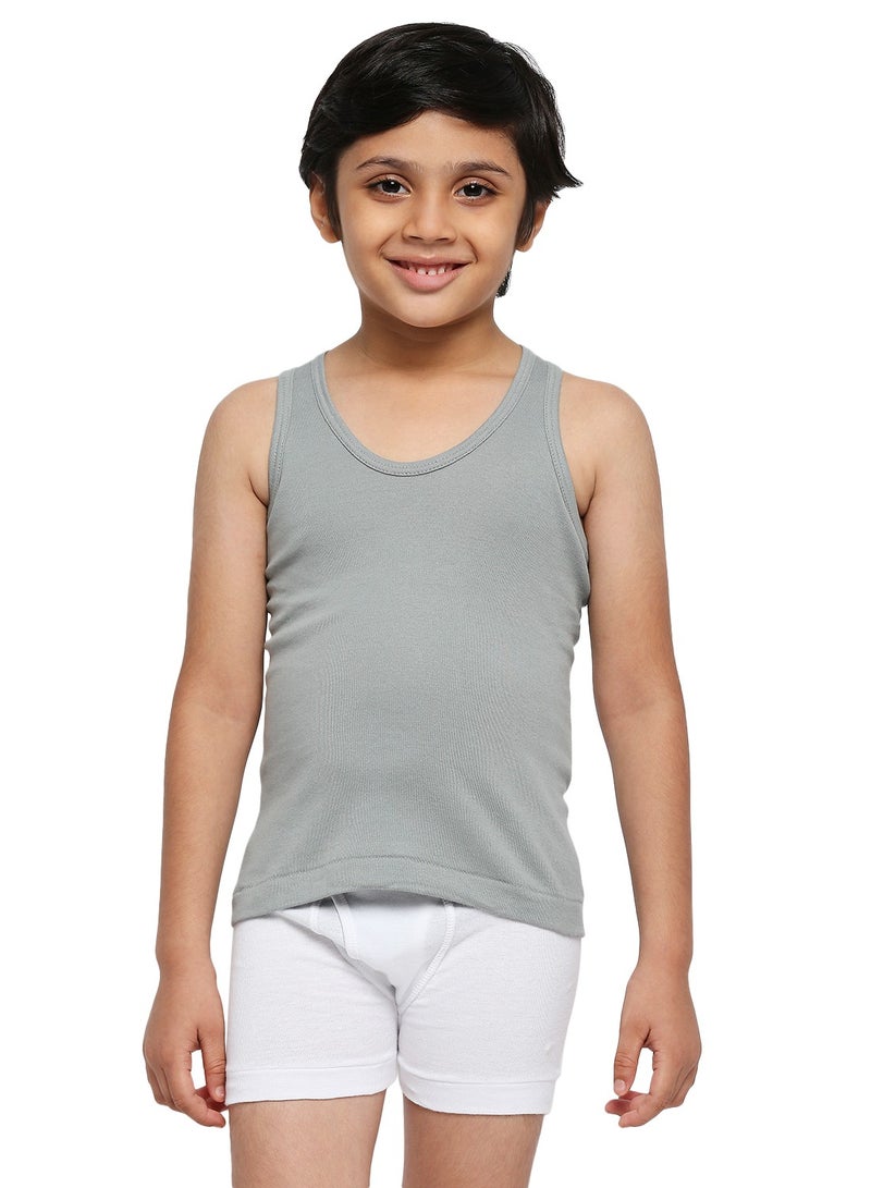 BYC BOY'S COTTON VEST (PACK OF 3) - DARK GREY  - Image 2