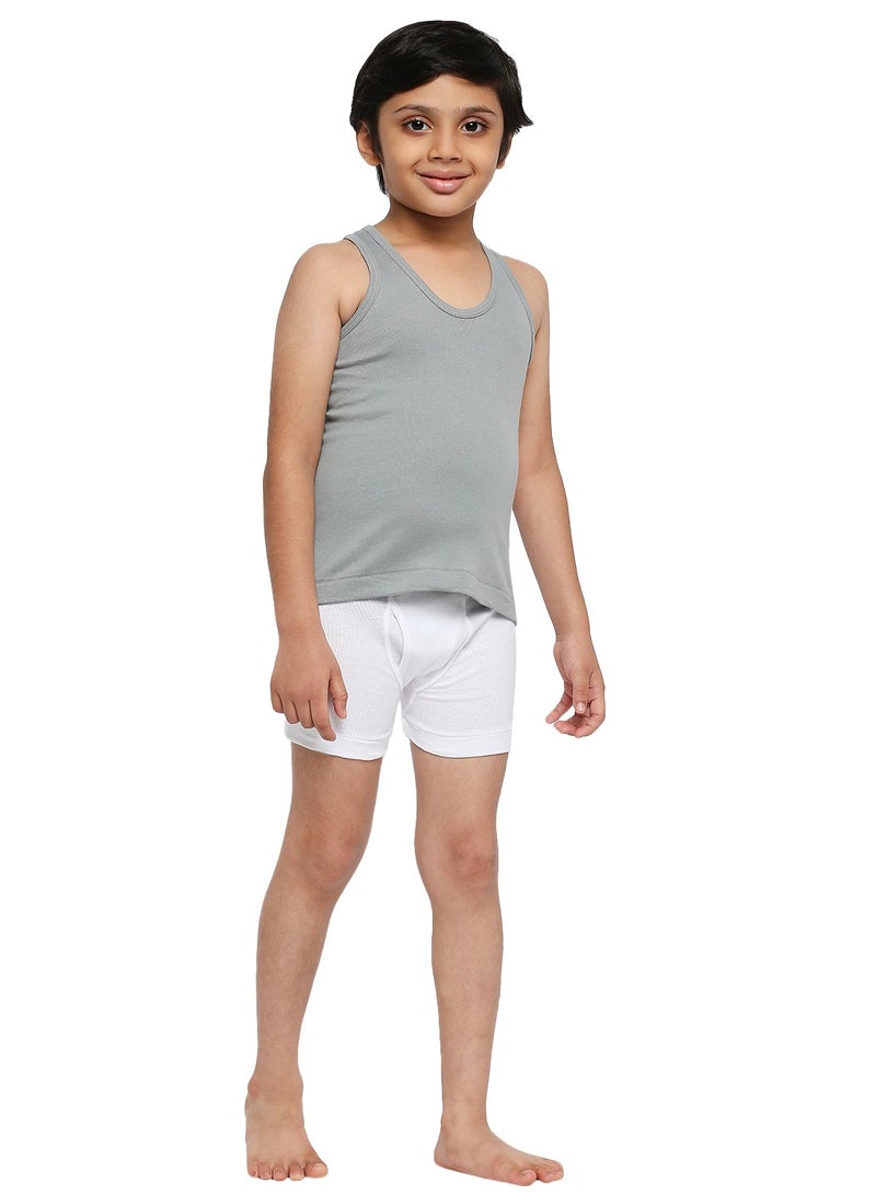 BYC BOY'S COTTON VEST (PACK OF 3) - DARK GREY  - Image 3
