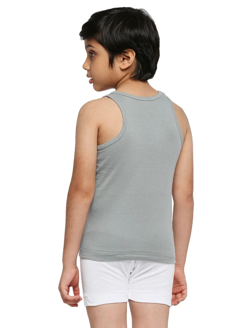Byc DARK GREY Boys 100% Combed Cotton Sleeveless Vest Seamless No-Stitch Sides Soft Skin-Friendly Tank Top Singlet (Pack of 3) - Dark Grey for Men | Best Price UAE