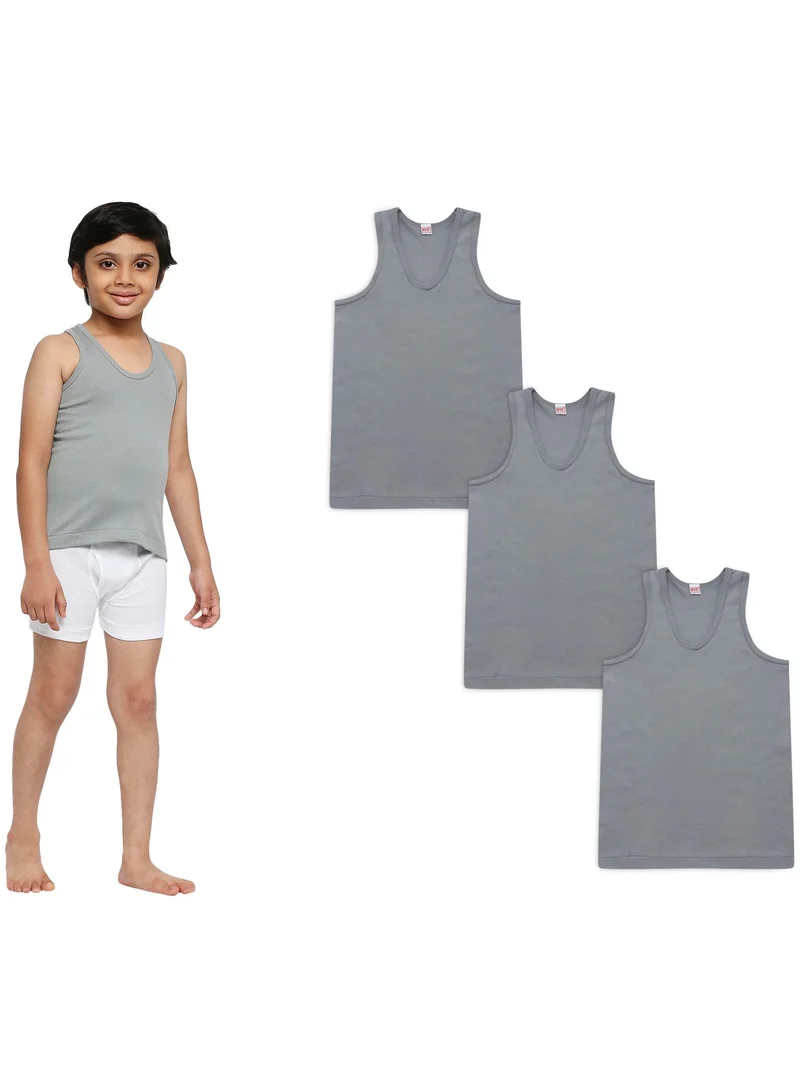 BYC BOY'S COTTON VEST (PACK OF 3) - DARK GREY