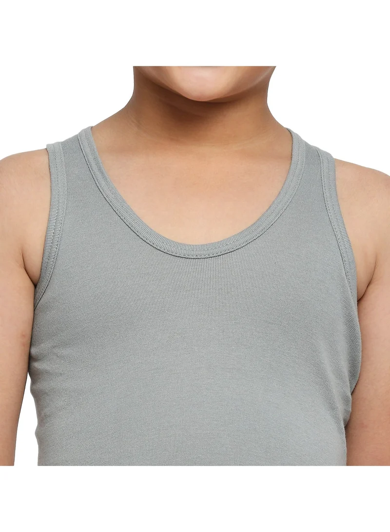 Byc DARK GREY Boys 100% Combed Cotton Sleeveless Vest Seamless No-Stitch Sides Soft Skin-Friendly Tank Top Singlet (Pack of 3) - Dark Grey for Men | Best Price UAE