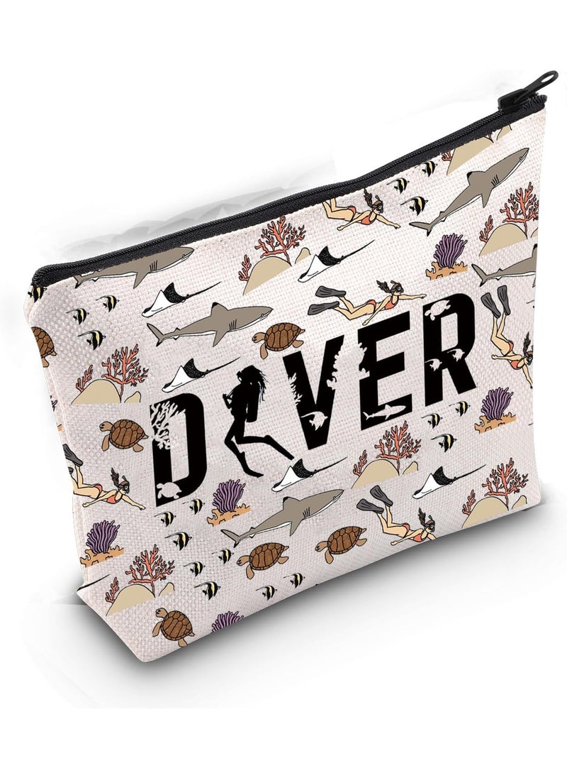 Gzrlyf - Gzrlyf Diver Makeup Bag Diver Themed Gift for Scuba Diver Gifts for Women Swim Lover Gift Scuba Diving Zipper Pouch (DIVER) - Image 1