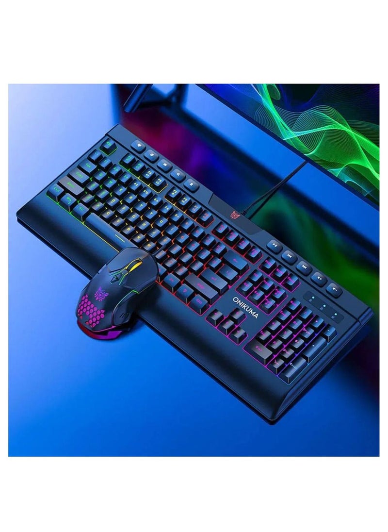 onikuma - Onikuma G21+CW902 Membrane Keyboard Mouse Set Black - Image 1