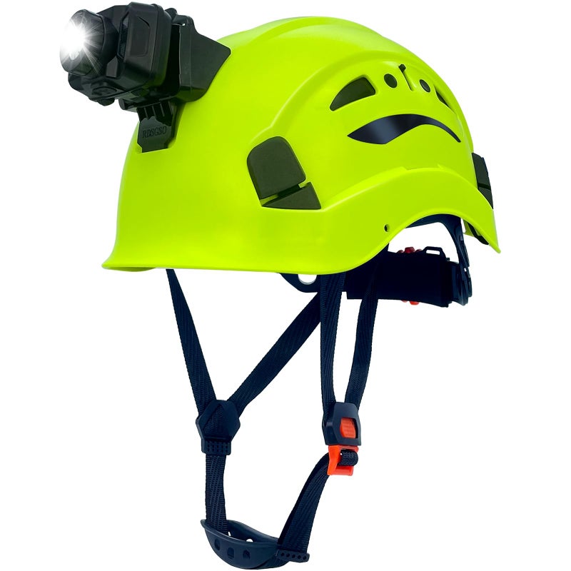 RDSGSO Industrial Safety Helmet with Light RGS-8C Adjustable Vents Breathable Lightweight Hard Hats with Headlight for Construction,Outdoor Work ANSI Certified (08C-Green-RGHL02 Headlight) - Image 1