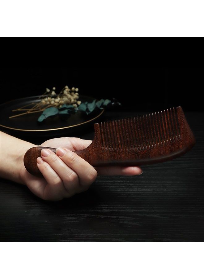 Cosfan Handmade Sandalwood Hair Comb, Black Gold Sandalwood Wood Comb, Natural Fine Tooth Wood Comb, Fine Toothed Wooden Comb for Curly Hair, Vintage Wooden Comb with Handle - Image 2