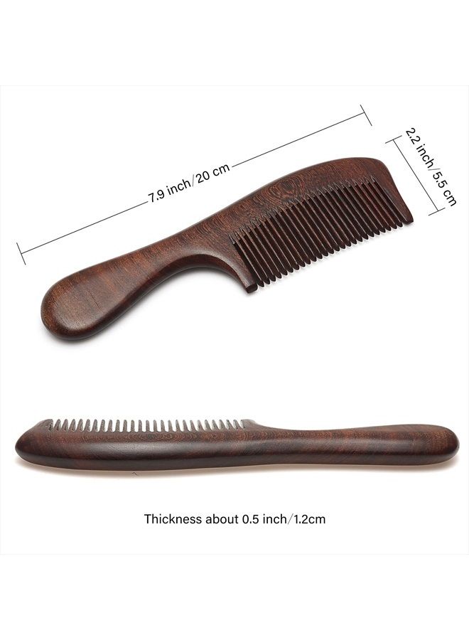 Cosfan Handmade Sandalwood Hair Comb, Black Gold Sandalwood Wood Comb, Natural Fine Tooth Wood Comb, Fine Toothed Wooden Comb for Curly Hair, Vintage Wooden Comb with Handle - Image 5