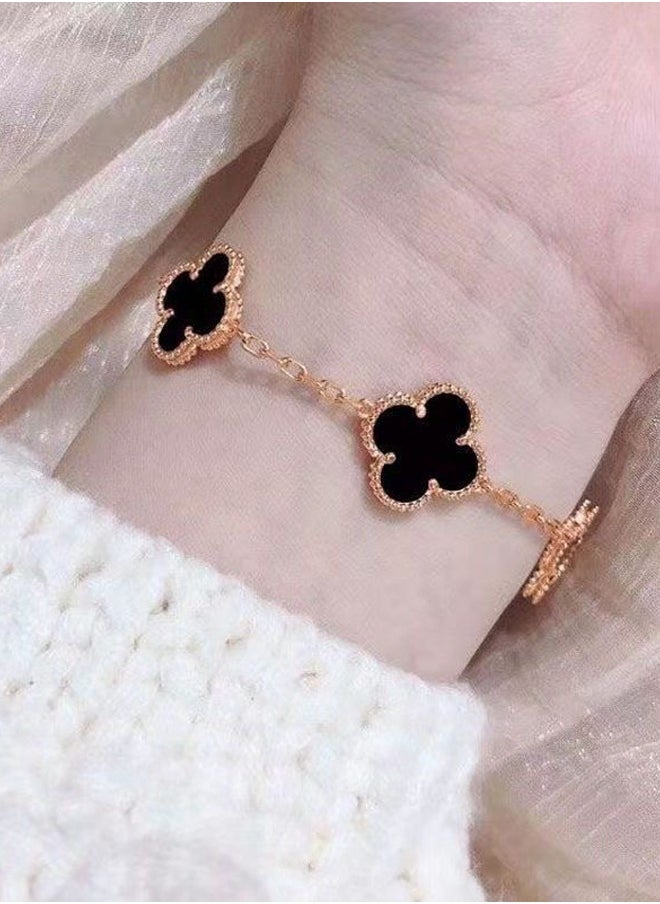 Generic - Women's 18k Gold Petal Bracelet, Reversible Lucky Flower Clover Van Cleef Collection - Image 1