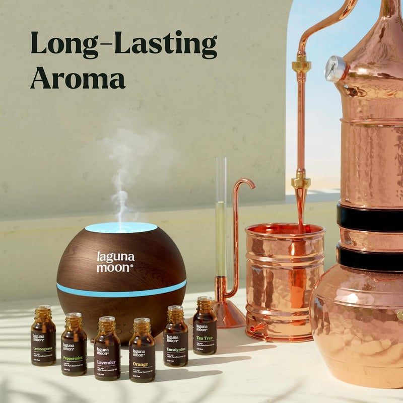 Lagunamoon Essential Oils Set - Top 6 Organic Blends for Diffusers, Home Care, Candle Making, Fragrance, Aromatherapy, Humidifiers, Gifts - Peppermint, Tea Tree, Lavender, Eucalyptus, Lemongrass, Orange (10mL) - Image 2