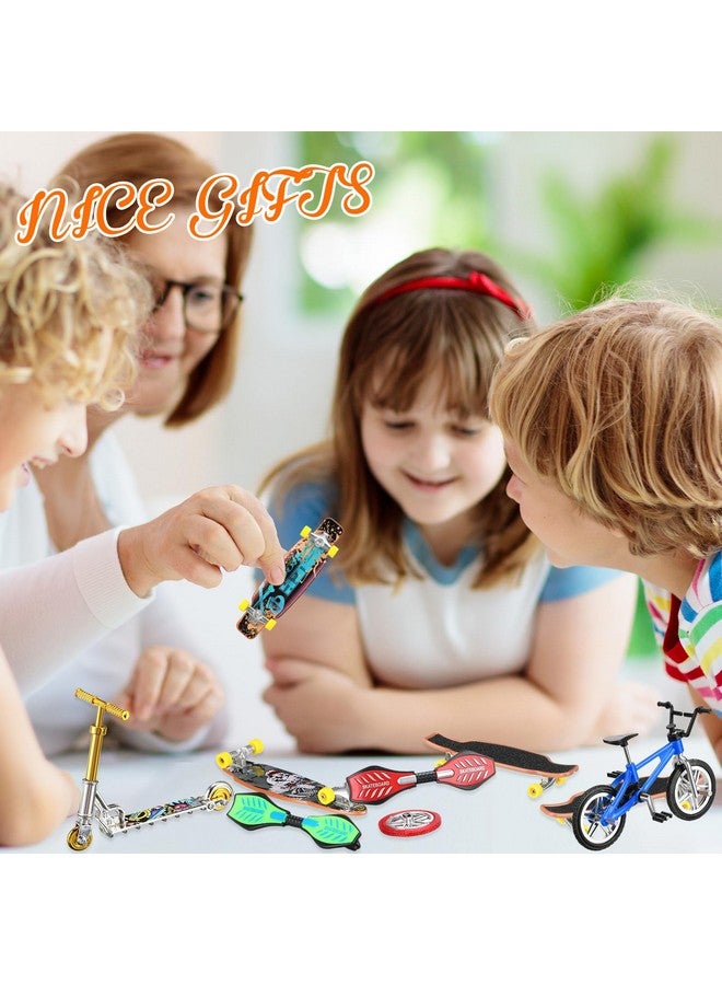 Skylety Skylety 31 Pieces Mini Finger Toys Set for Boy Girl Includes 6 Finger Skateboards, 4 Bikes, 2 Mini Scooters 4 Swing Board 8 Matched Wheels 7 Tool Accessories Educational Toy Party Favor(Novel) - Image 3