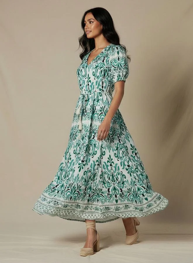 سبلاش فيڤ Printed Women Dress with V neck