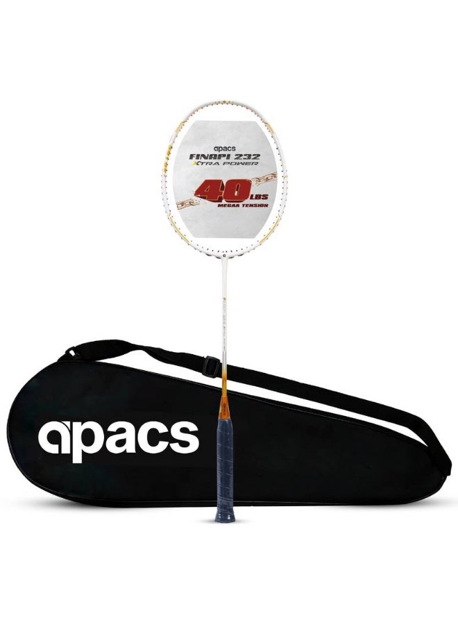 Apacs apacs Finapi 232 Xtra Power (40 LBS, 40T Extra Strong Graphite) White, Gold Unstrung Badminton Racquet  (Pack of: 1, 85 g)  - Image 2