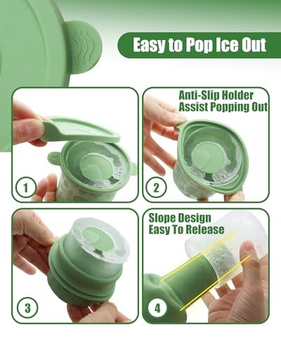 TOVICE Ice Molds for Owala 24-40oz, Set of 3, Food-Grade Soft Silicone, No White Residue, Easy to Release, Straw Placement Compatible with Owala FreeSip, Keeps Drinks Cold Longer (Green) - Image 4
