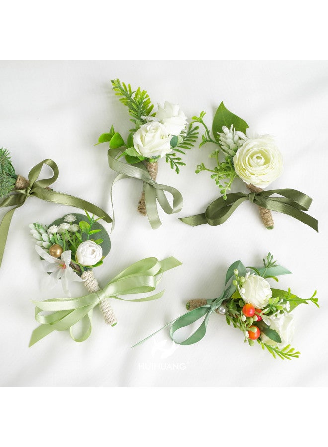 HUIHUANG Sage Green Ribbon Satin Gift Ribbon 3/8 inch Green Satin Ribbon Assorted Wedding Ribbon for Gift Wrapping Bridal Baby Shower Decor Floral Bouquet DIY Crafts- 5 Colors X 10 Yards Each - Image 3